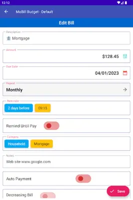 MoBill Budget android App screenshot 8
